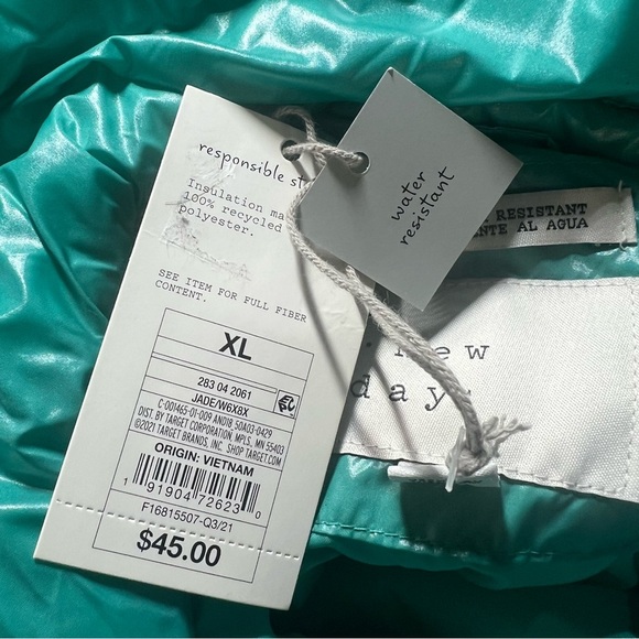 NWT A New Day Water Resistant Puffer Jacket Jade Green Size XL NEW - Picture 16 of 16